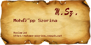 Mohápp Szorina névjegykártya